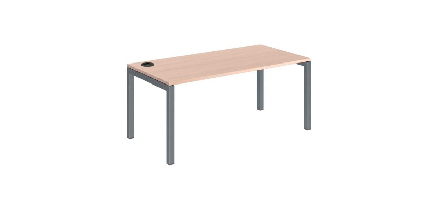 Pack Bureau droit chêne clair Arko L 160 cm piètement métal anthracite + Prise Versatag USBA