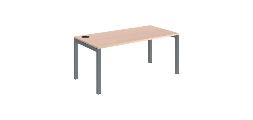 Pack Bureau droit chêne clair Arko L 160 cm piètement métal anthracite + Prise Versatag