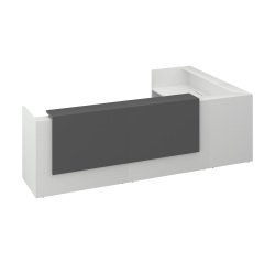 Banque d'accueil d'angle blanc/anthracite L 366 cm retour à gauche - Guest