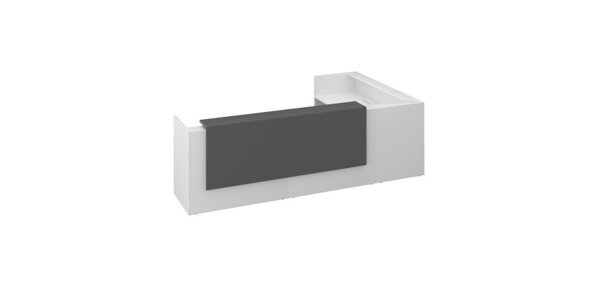 Banque d'accueil d'angle blanc/anthracite L 366 cm retour à gauche - Guest