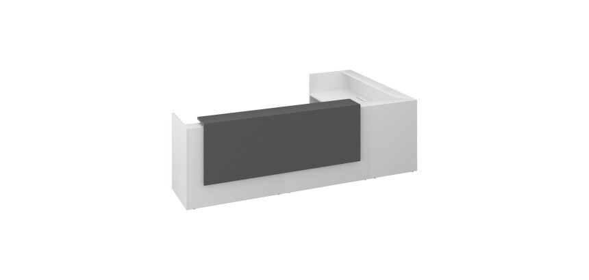 Banque d'accueil d'angle blanc/anthracite L 366 cm retour à gauche - Guest