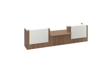 Reception desk right L 426 cm with low module in the center Jana
