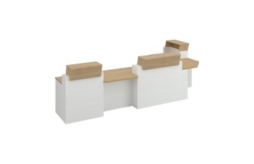 Reception bench corner model L 363 x D 163 cm Quadri oak
