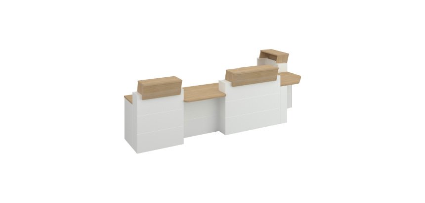 Reception bench corner model L 363 x D 163 cm Quadri oak