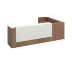 Banque d'accueil d'angle noyer/blanc L 366 cm retour à gauche - Guest