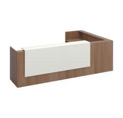 Banque d'accueil d'angle noyer/blanc L 366 cm retour à gauche - Guest