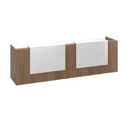 Banque d'accueil droite noyer/blanc L 366 cm haute - Guest