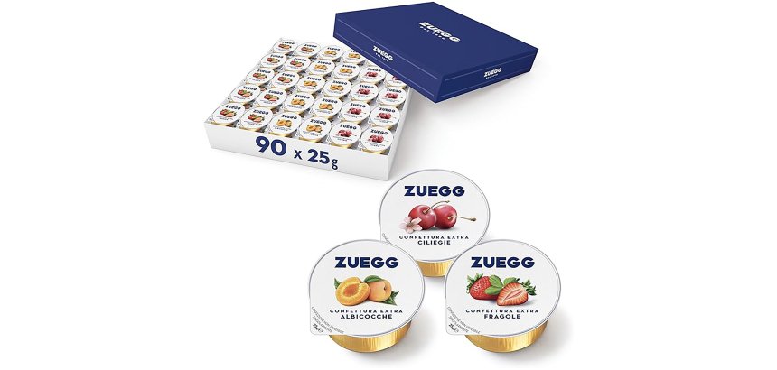 Mini marmellate monoporzione Zuegg gusti assortiti - 90 pz da 25g