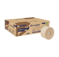 Papel higiénico Jumbo EcoNatural Lucart 900ID doble capa 202 m- caja de 12 rollos