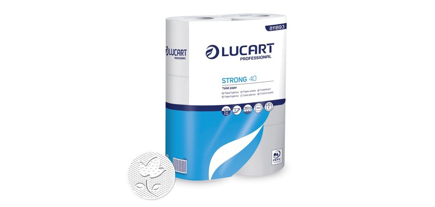 Papel higiénico doméstico Lucart STRONG 40 doble capa 38,5m - film de 6 rollos