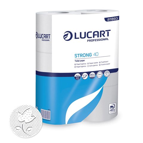 Papel higiénico doméstico Lucart STRONG 40 doble capa 38,5m - film de 6 rollos