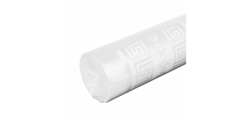 Damask paper tablecloth Pronappe white - Roll of 25 m