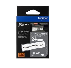 Ruban laminé Brother 24 mm TZE S251 blanc écriture noire