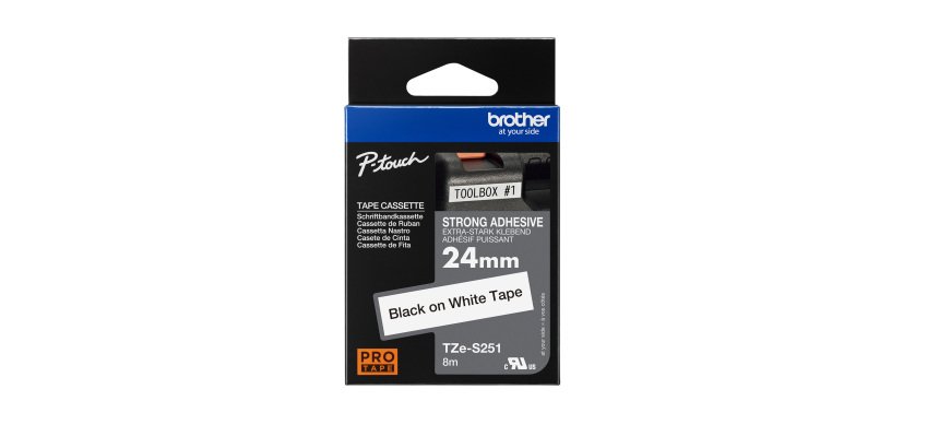 Ruban laminé Brother 24 mm TZE S251 blanc écriture noire