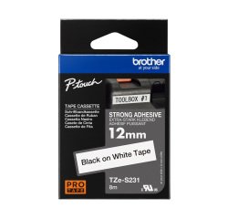 Ruban laminé Brother 12 mm TZE S231 blanc écriture noire