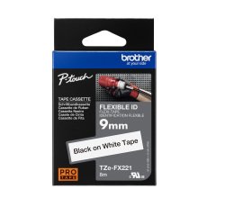 Ruban laminé Brother 9 mm TZE FX221 blanc écriture noire