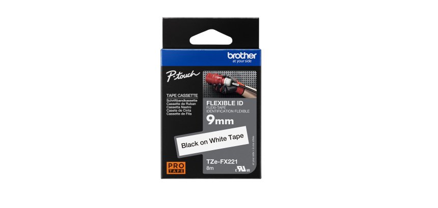 Ruban laminé Brother 9 mm TZE FX221 blanc écriture noire