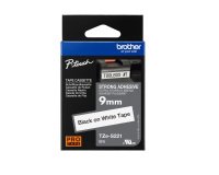 Brother laminated tape 9 mm TZE S221 white black text