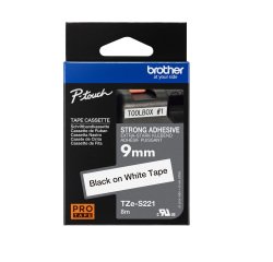 Ruban laminé Brother 9 mm TZE S221 blanc écriture noire