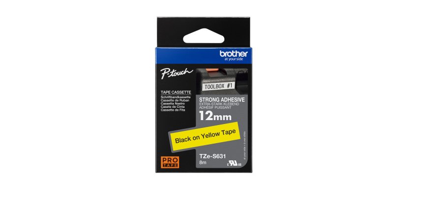 Ruban laminé Brother 12 mm TZE S631 jaune écriture noire