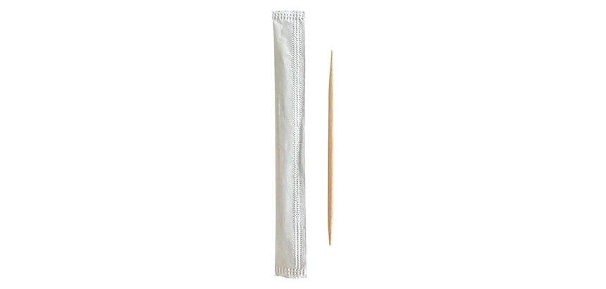 Cure-dent en bois emballé individuellement - Lot de 1000