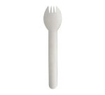 Fourchette/cuillère 2 en 1 en papier blanc - Lot de 100