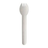 Fourchette/cuillère 2 en 1 en papier blanc - Lot de 100