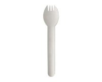 Fourchette/cuillère 2 en 1 en papier blanc - Lot de 100