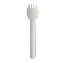 Fourchette/cuillère 2 en 1 en papier blanc - Lot de 100
