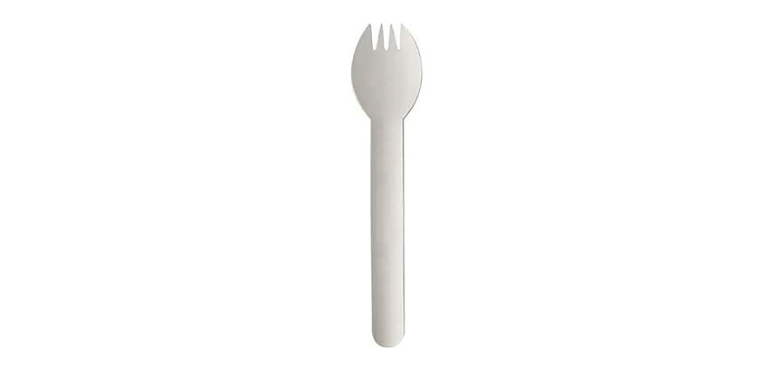 Fourchette/cuillère 2 en 1 en papier blanc - Lot de 100