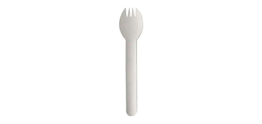 Fourchette/cuillère 2 en 1 en papier blanc - Lot de 100
