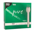 Fourchette/cuillère 2 en 1 en papier blanc - Lot de 100