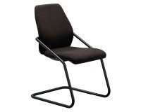 Chaise visiteur Sedus reconditionnée - assise et dossier tissu - piètement luge - marron