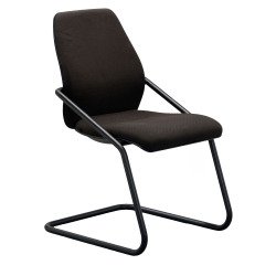 Chaise visiteur Sedus reconditionnée - assise et dossier tissu - piètement luge - noire