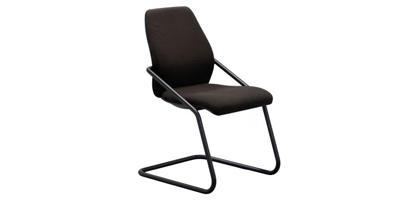 Chaise visiteur Sedus reconditionnée - assise et dossier tissu - piètement luge - marron
