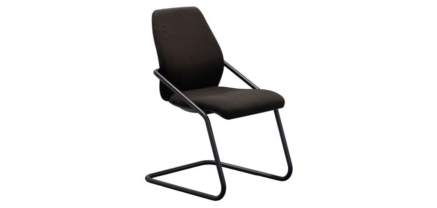 Chaise visiteur Sedus reconditionnée - assise et dossier tissu - piètement luge - noire