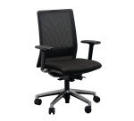 Chaise de bureau reconditionnée - assise tissu et dossier maille - piètement chromé - noire