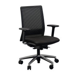 Chaise de bureau reconditionnée - assise tissu et dossier maille - piètement chromé - noire