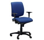 Chaise de bureau reconditionnée - assise et dossier tissu - bleu