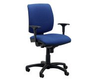 Chaise de bureau reconditionnée - assise et dossier tissu - bleu