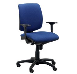 Chaise de bureau reconditionnée - assise et dossier tissu - bleu