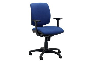 Chaise de bureau reconditionnée - assise et dossier tissu - bleu