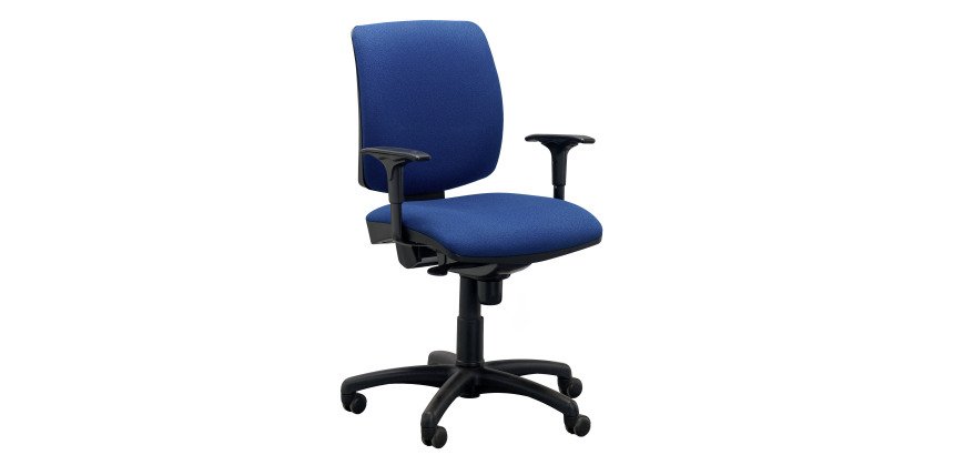 Chaise de bureau reconditionnée - assise et dossier tissu - bleu