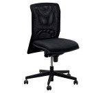 Chaise de bureau Majencia reconditionnée - assise tissu et dossier maille - noire
