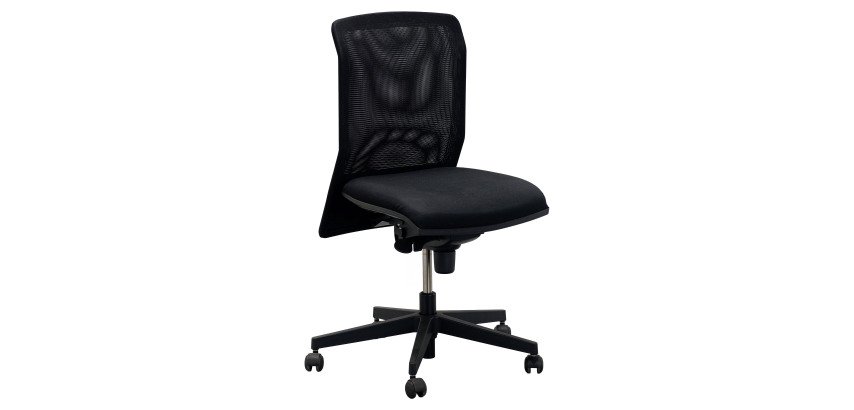Chaise de bureau Majencia reconditionnée - assise tissu et dossier maille - noir