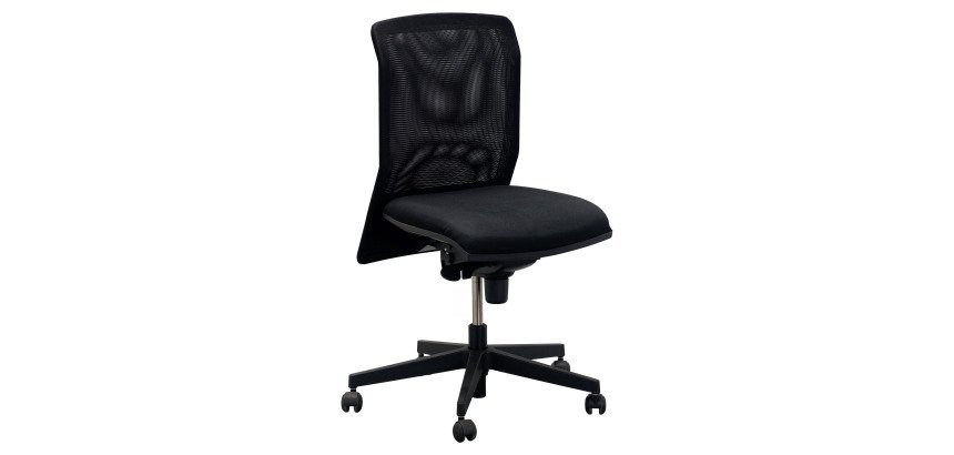 Chaise de bureau Majencia reconditionnée - assise tissu et dossier maille - noire