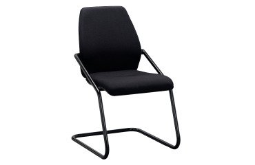 Chaise visiteur Sedus reconditionnée - assise et dossier tissu - piètement luge - noir