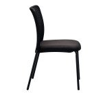 Chaise visiteur reconditionnée - assise tissu et dossier maille - noire