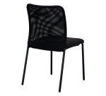 Chaise visiteur reconditionnée - assise tissu et dossier maille - noire