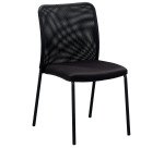 Chaise visiteur reconditionnée - assise tissu et dossier maille - noire